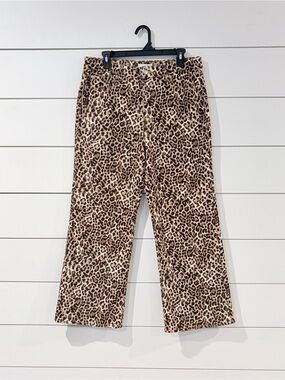 LOFT Leopard Print Wide Leg Jeans Y2K Mob Wife Coastal Cowgirl 10 Grandmacore